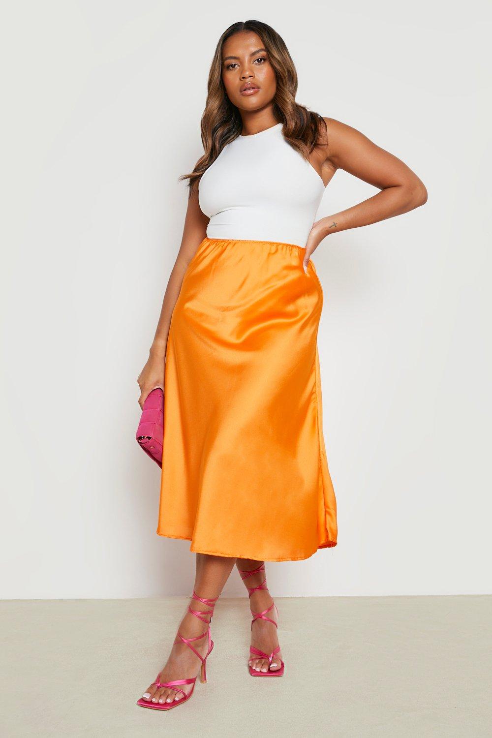 Satin Midi Slip Skirt