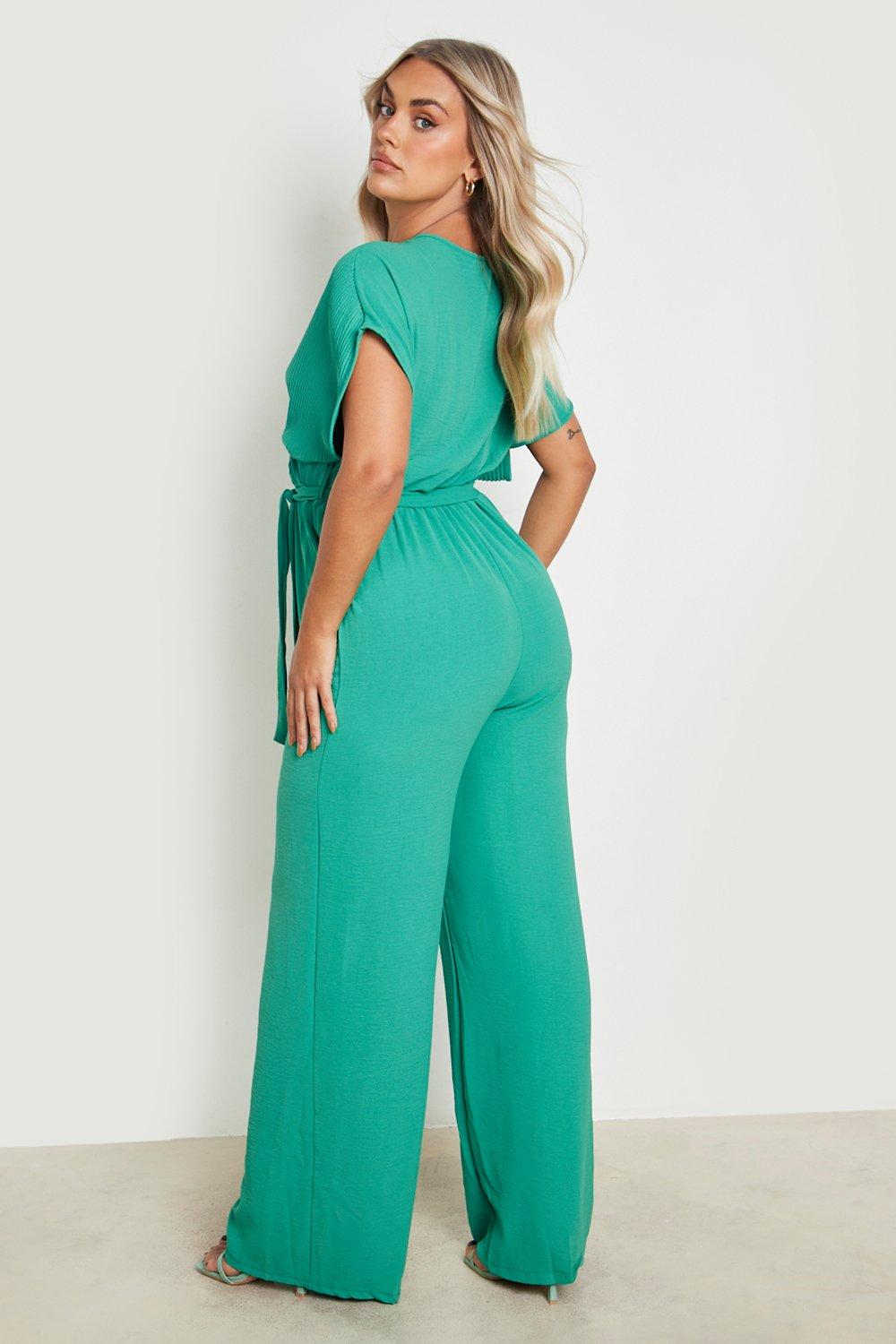 Boohoo sales green jumpsuit