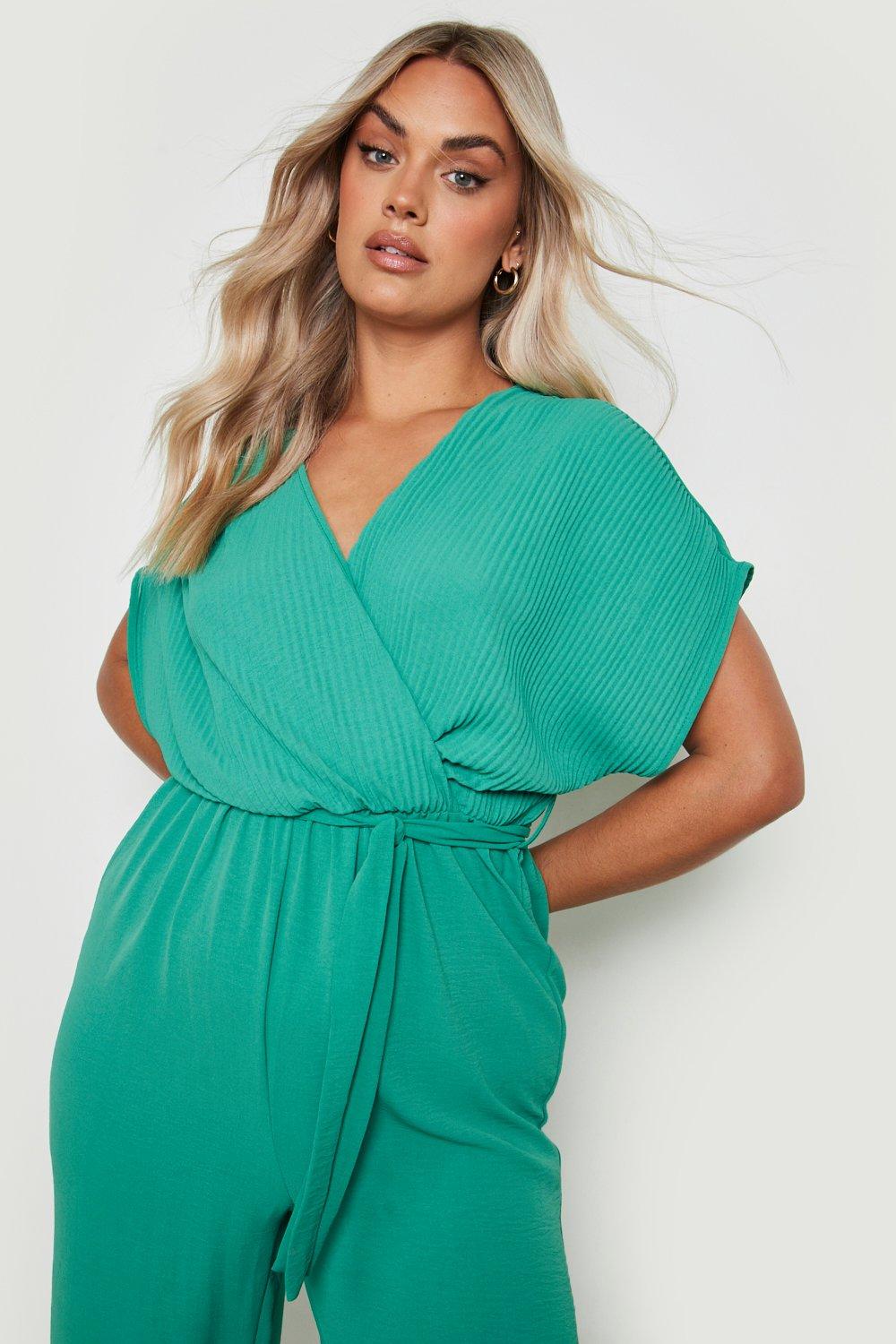 Green jumpsuit hot sale boohoo