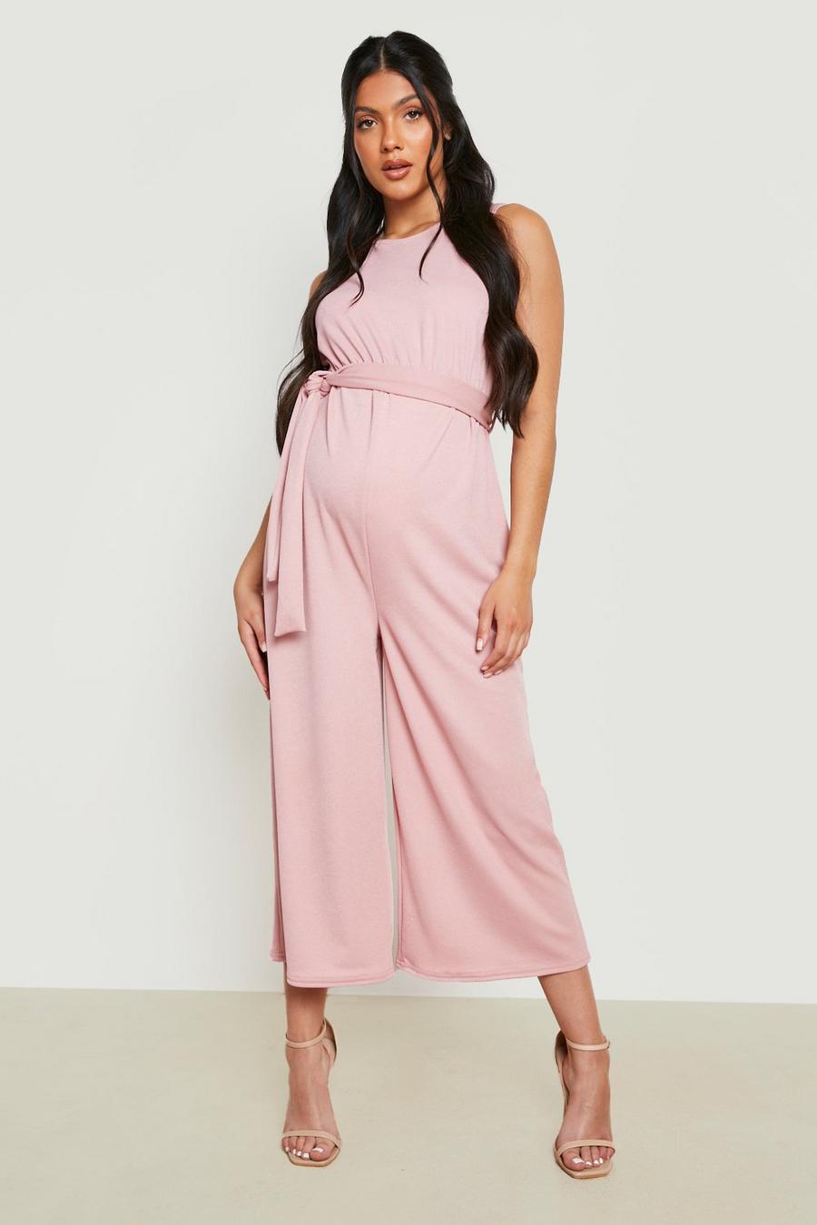 Maternité - Combinaison jupe-culotte de grossesse à ceinture, Dusky pink image number 1