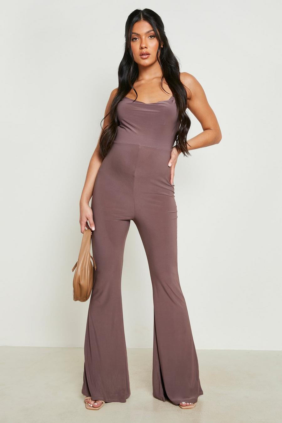Mocha Maternity Strappy Cowl Jumpsuit image number 1