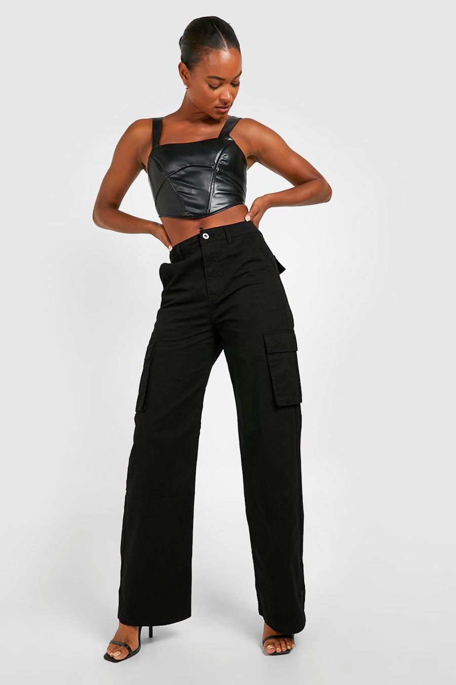Black Tall Mid Rise Cargo Boyfriend Fit Jean image number 1