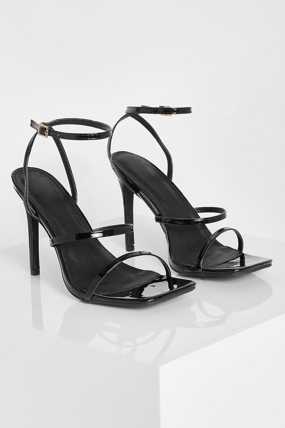 Black triple strap heels best sale