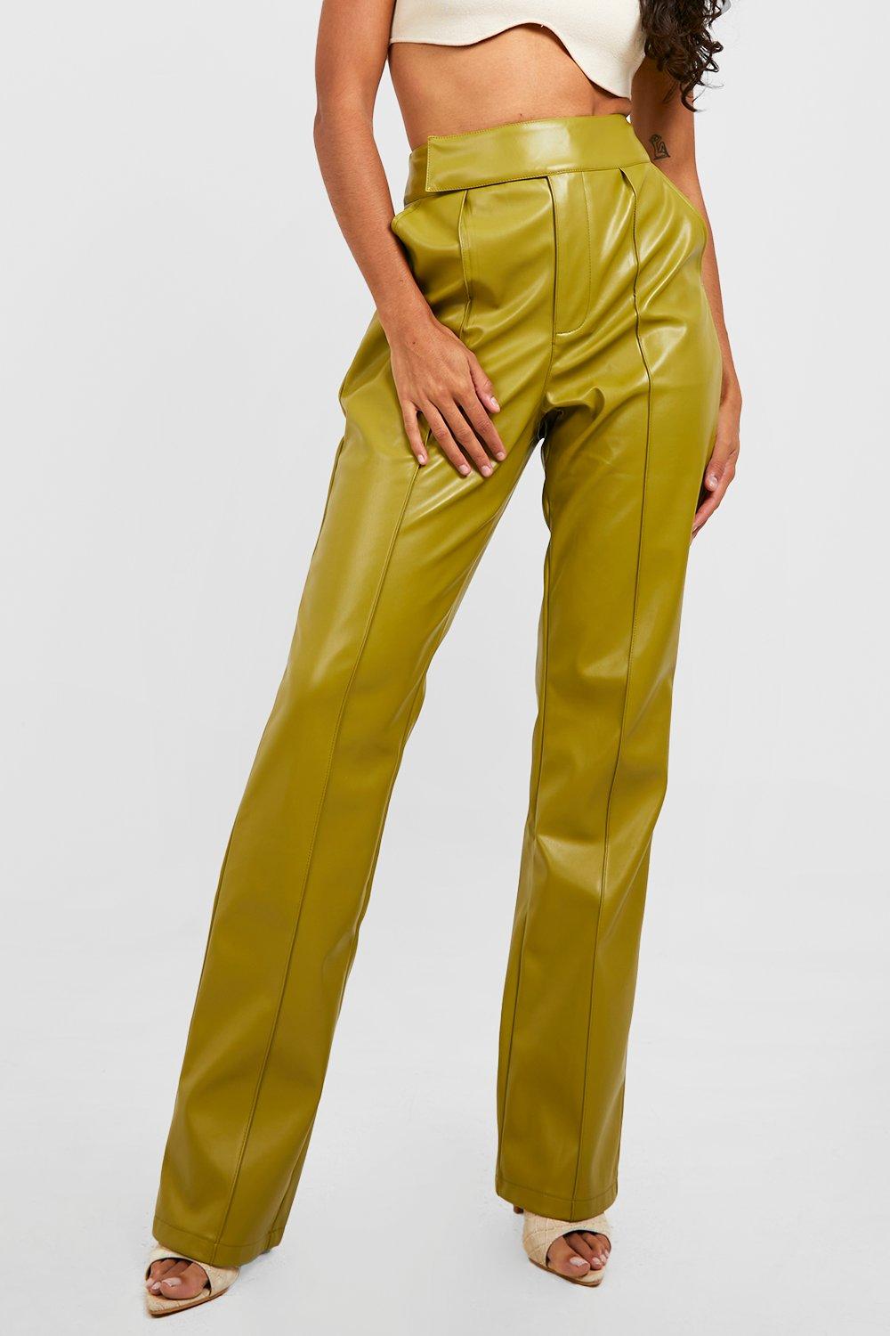 Straight faux leather pants
