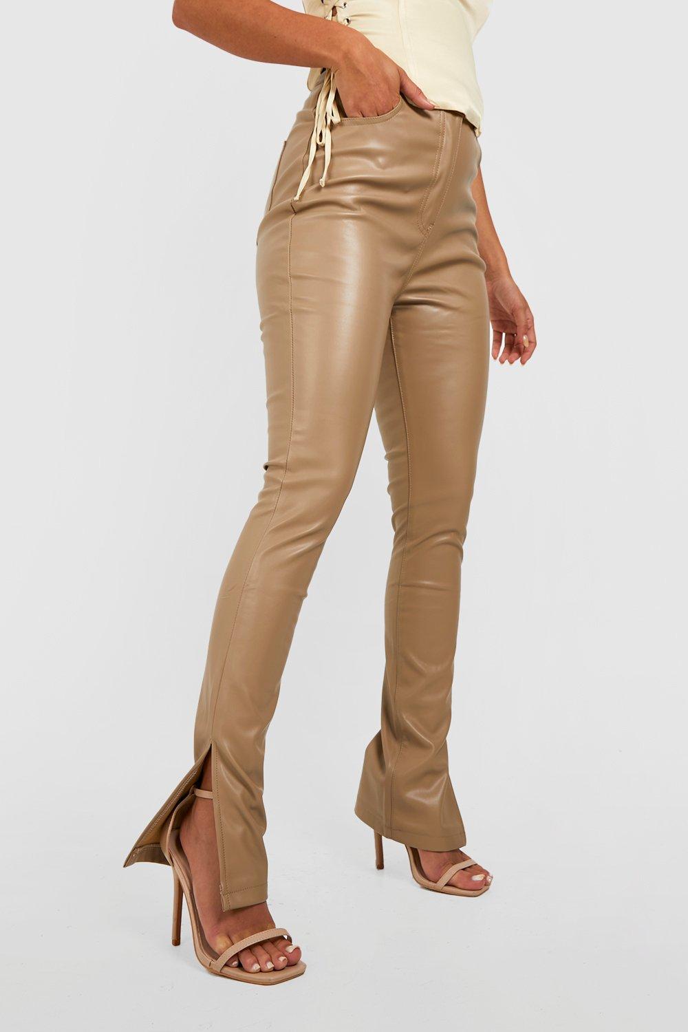 Taupe shop leather pants