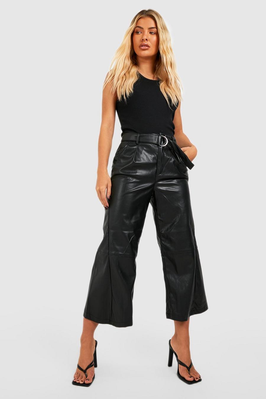 Black Premium Faux Leather Longer Length Culotte image number 1