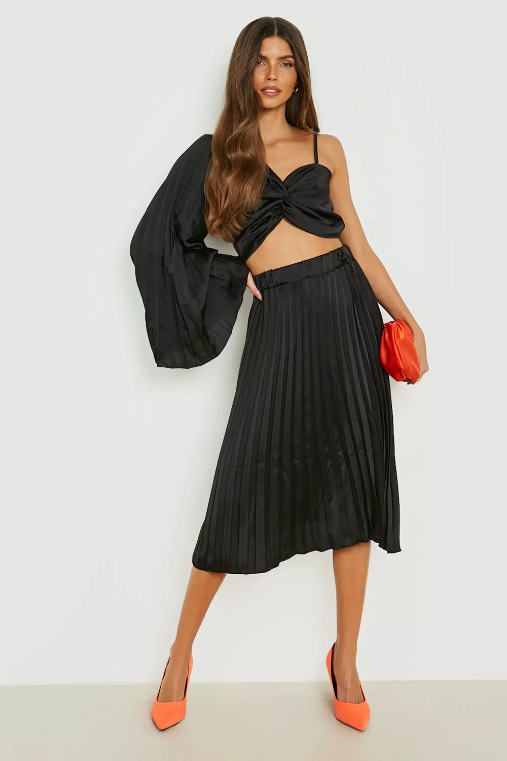 Pleated midi shop skirt co ord