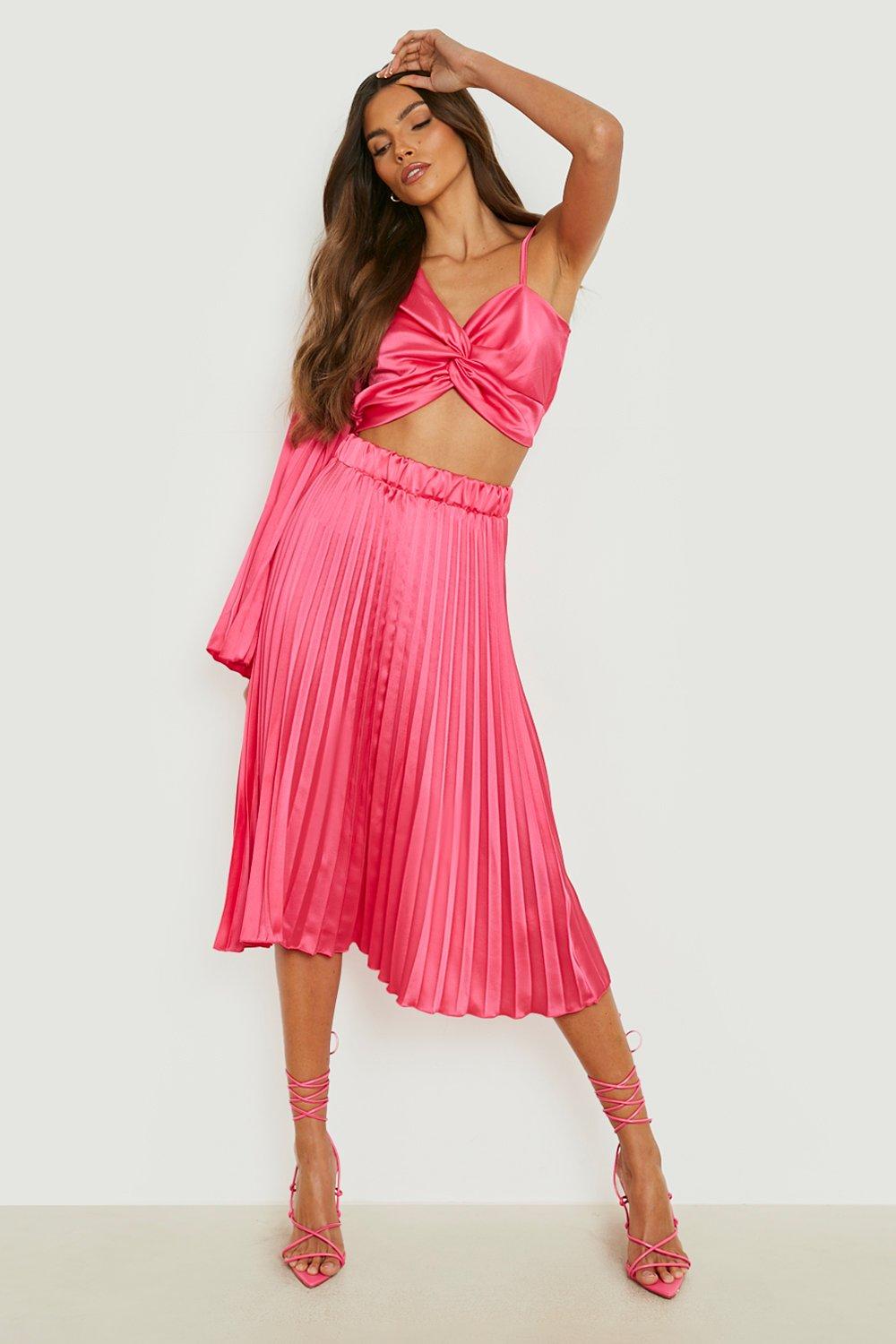 Boohoo pleated discount midi skirt