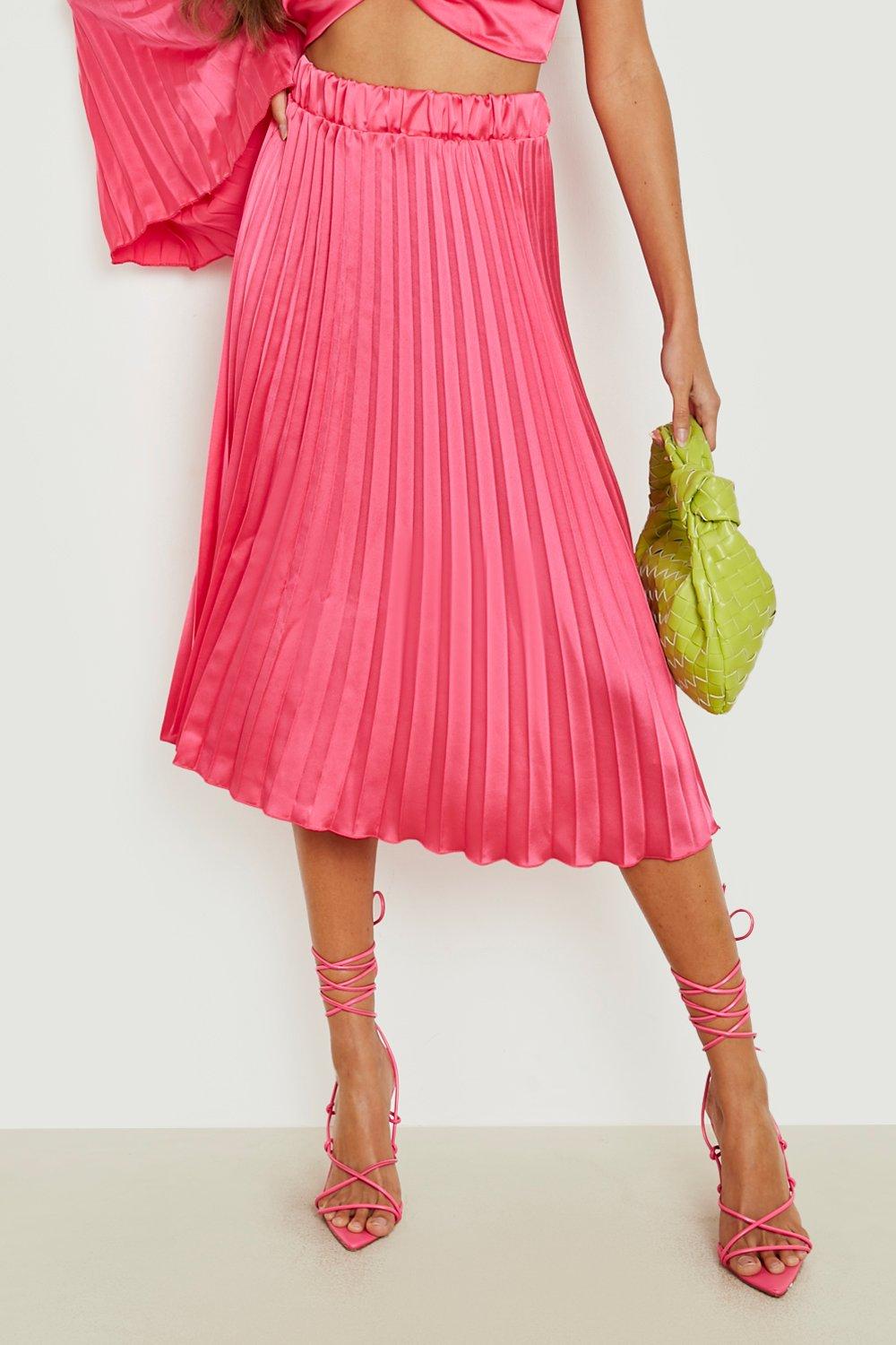 Boohoo pleated best sale midi skirt