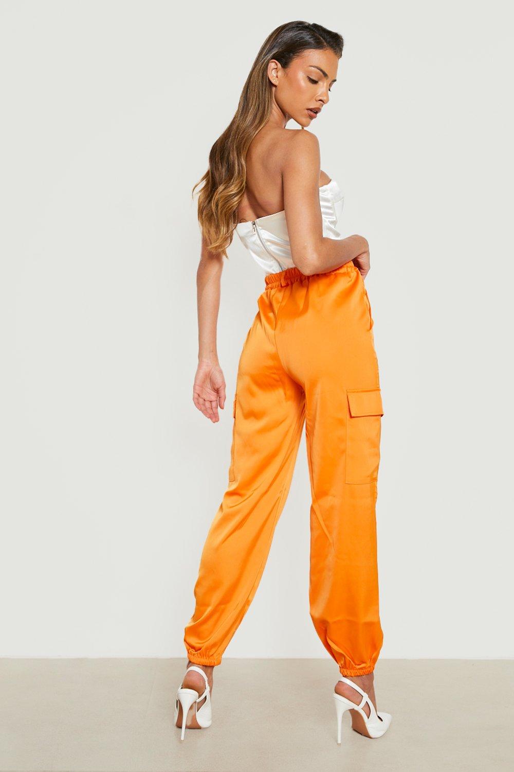 satin cargo pants womens