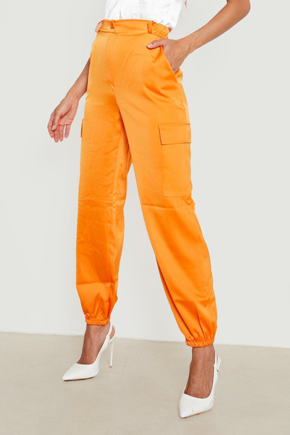 Missguided orange cargo store trousers