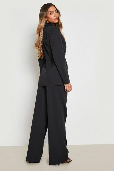 boohoo black Relaxed Fit Wide Leg Tailored Trousers
