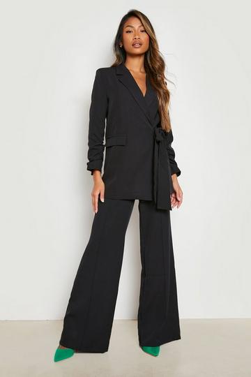 Seam Front Wide Leg Tailored Trousers black
