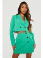 Bright green Contrast Button Cropped Tailored Blazer