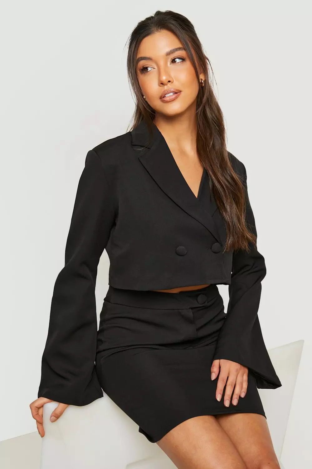 Double breasted outlet cropped blazer