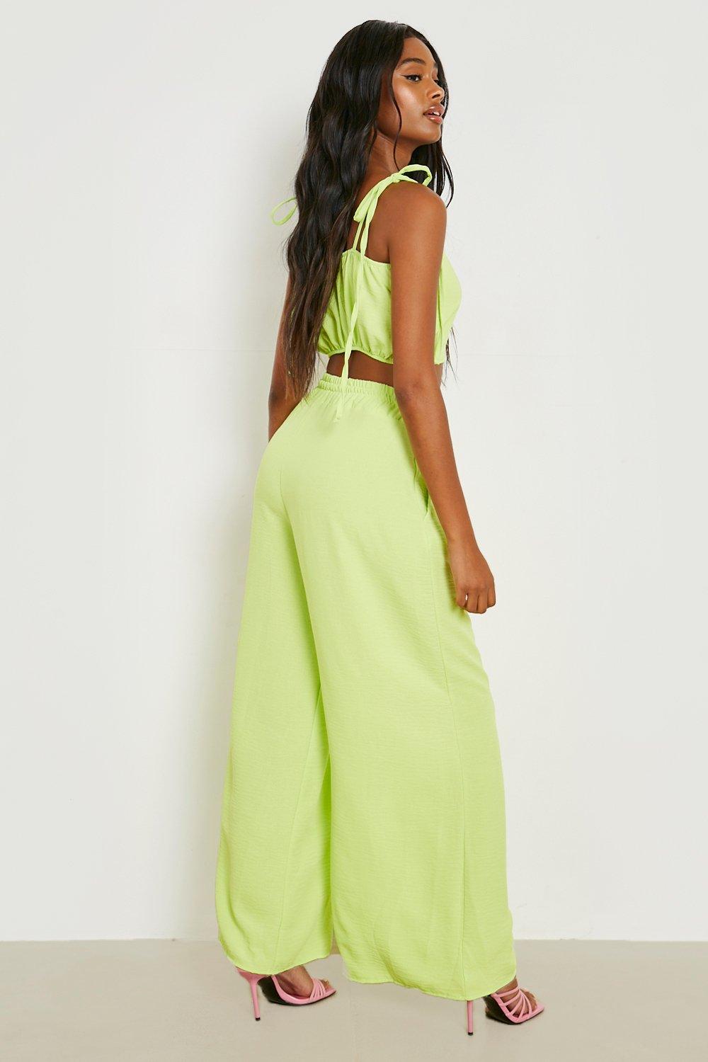 Textured Tie Cami & Wide Leg Pants