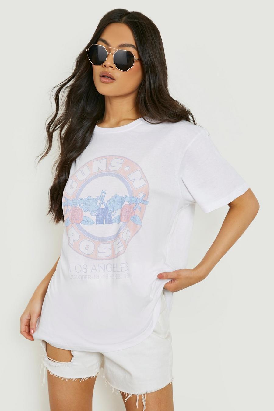 T-shirt oversize ufficiale Guns N Roses, White blanco
