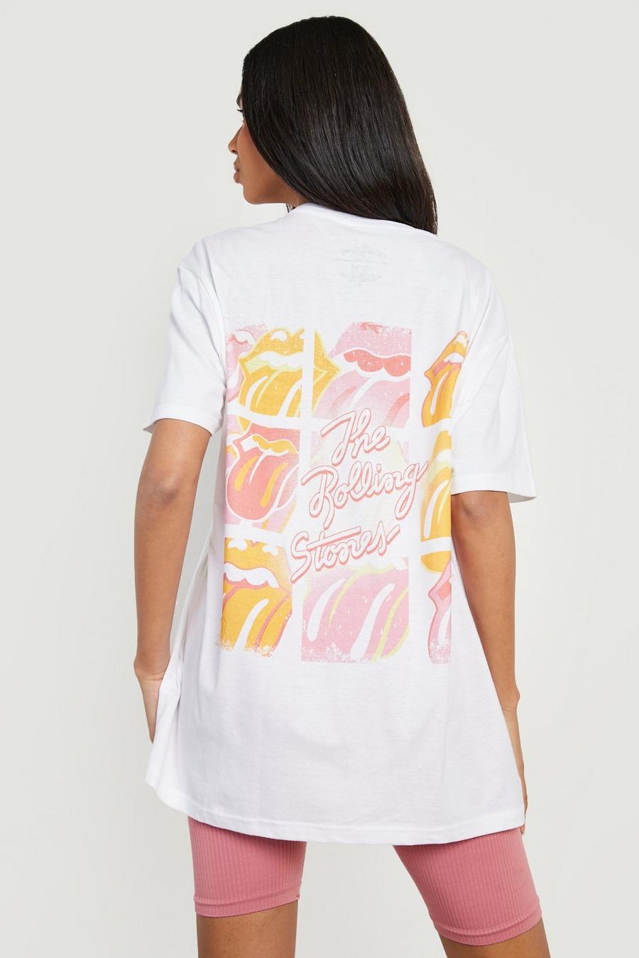 White Gelicenseerdd Oversized Rolling Stones T-Shirt image number 1