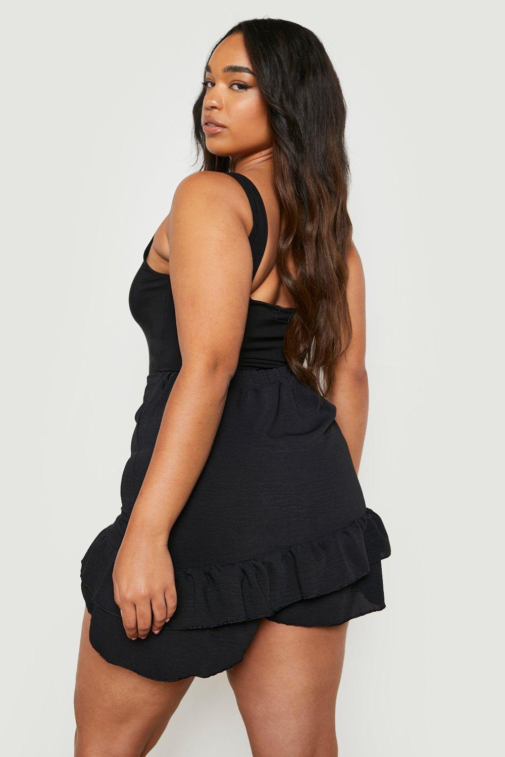 Black frill skort boohoo best sale