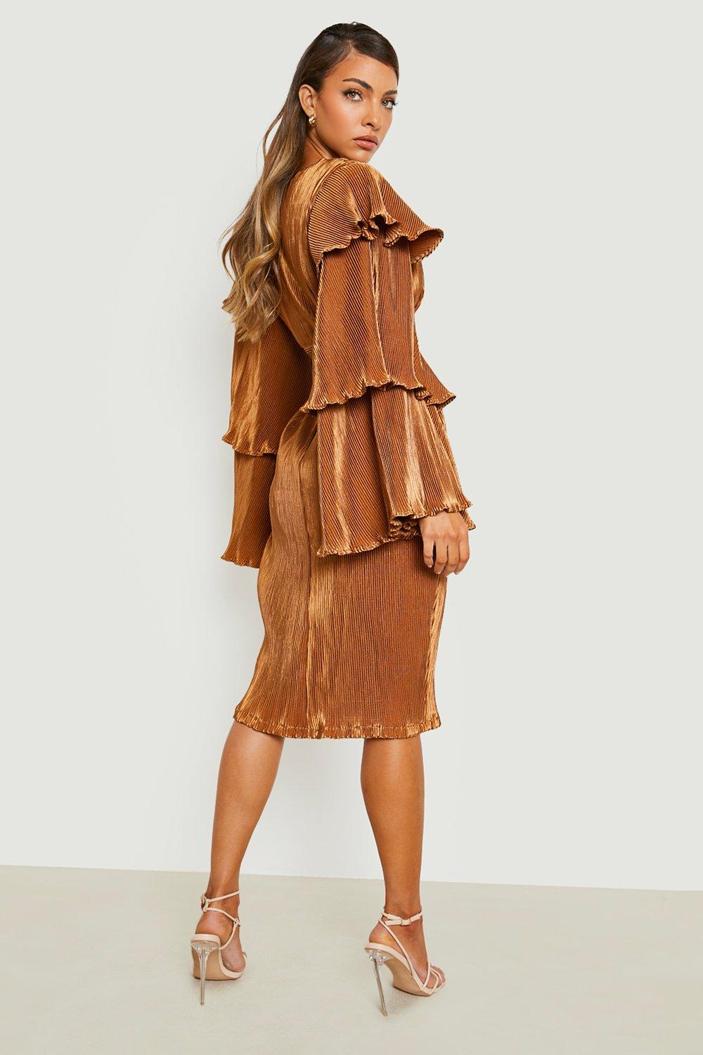 Ruffle midi best sale dress with sleeves