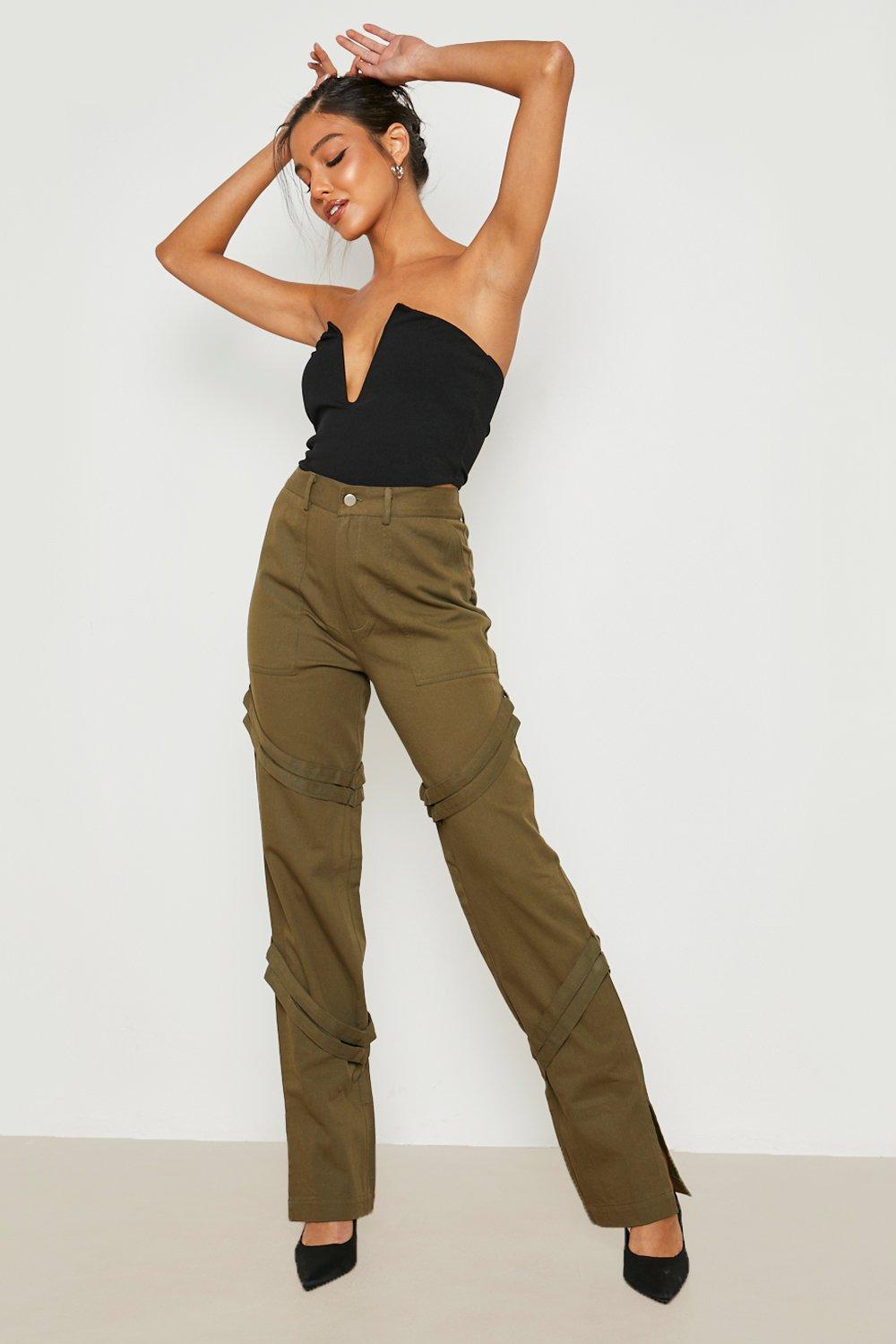 Stretch High Waisted Cargo Trousers