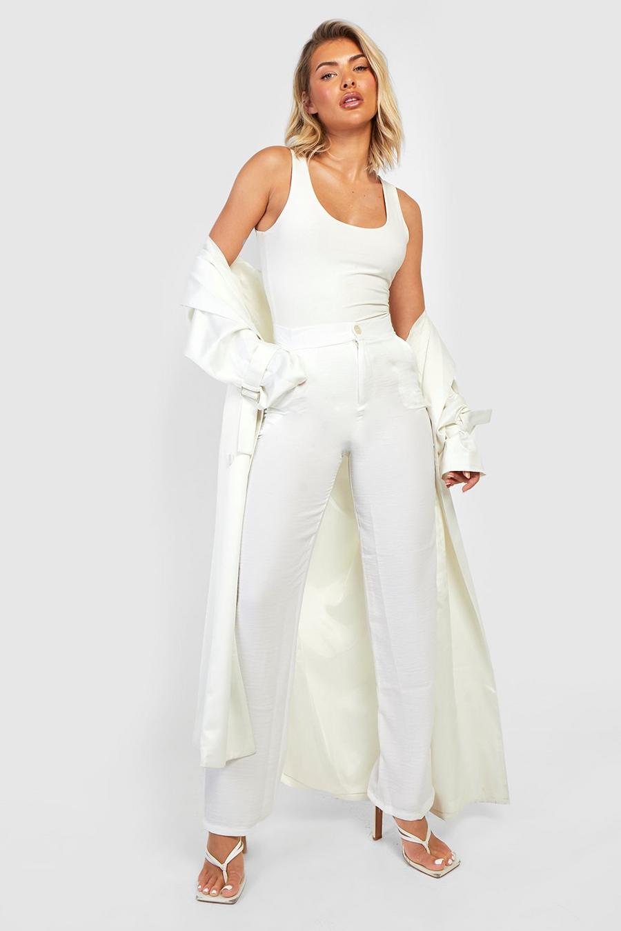 White Essential Woven Straight Leg Pants image number 1