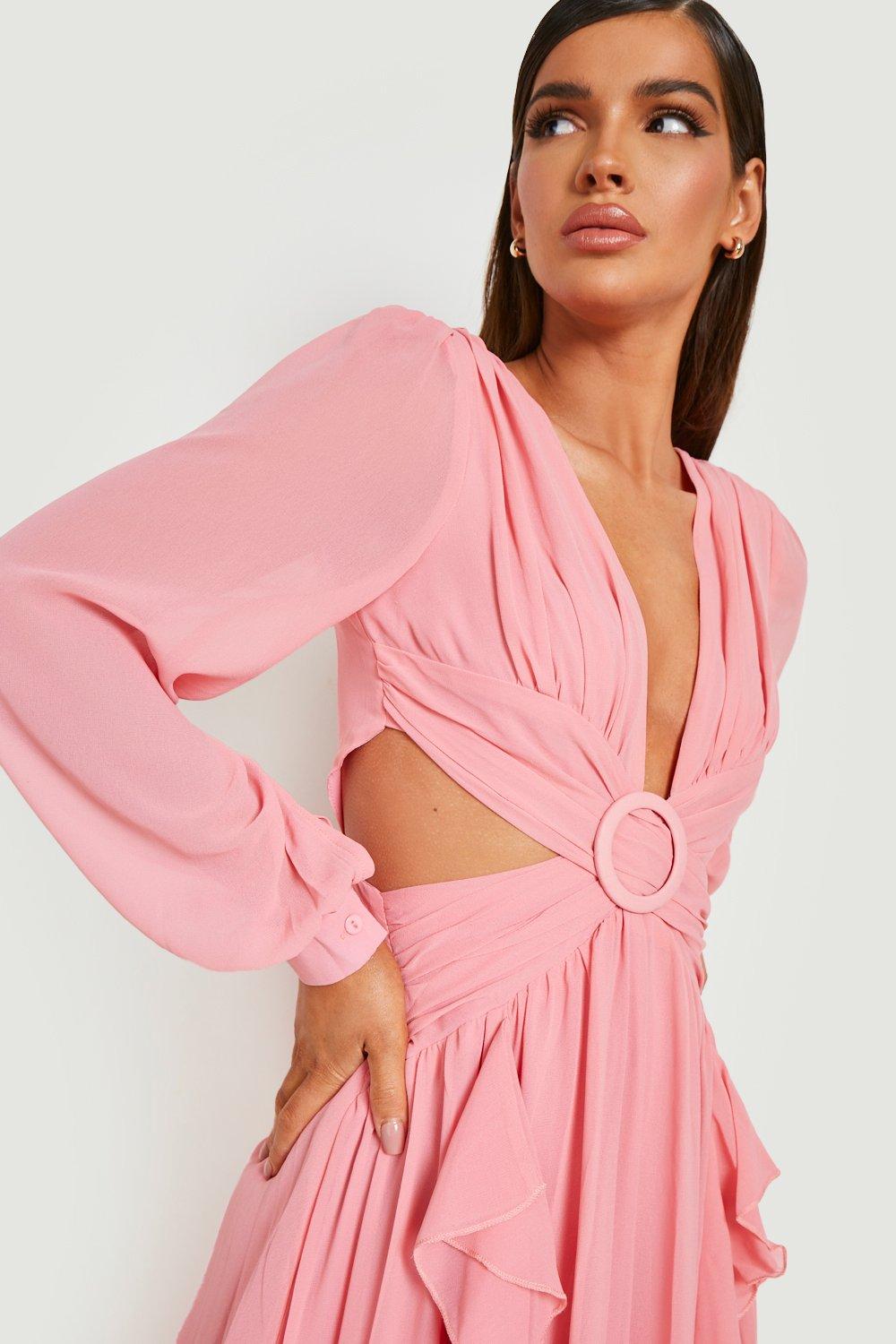 Ruffle dress clearance boohoo