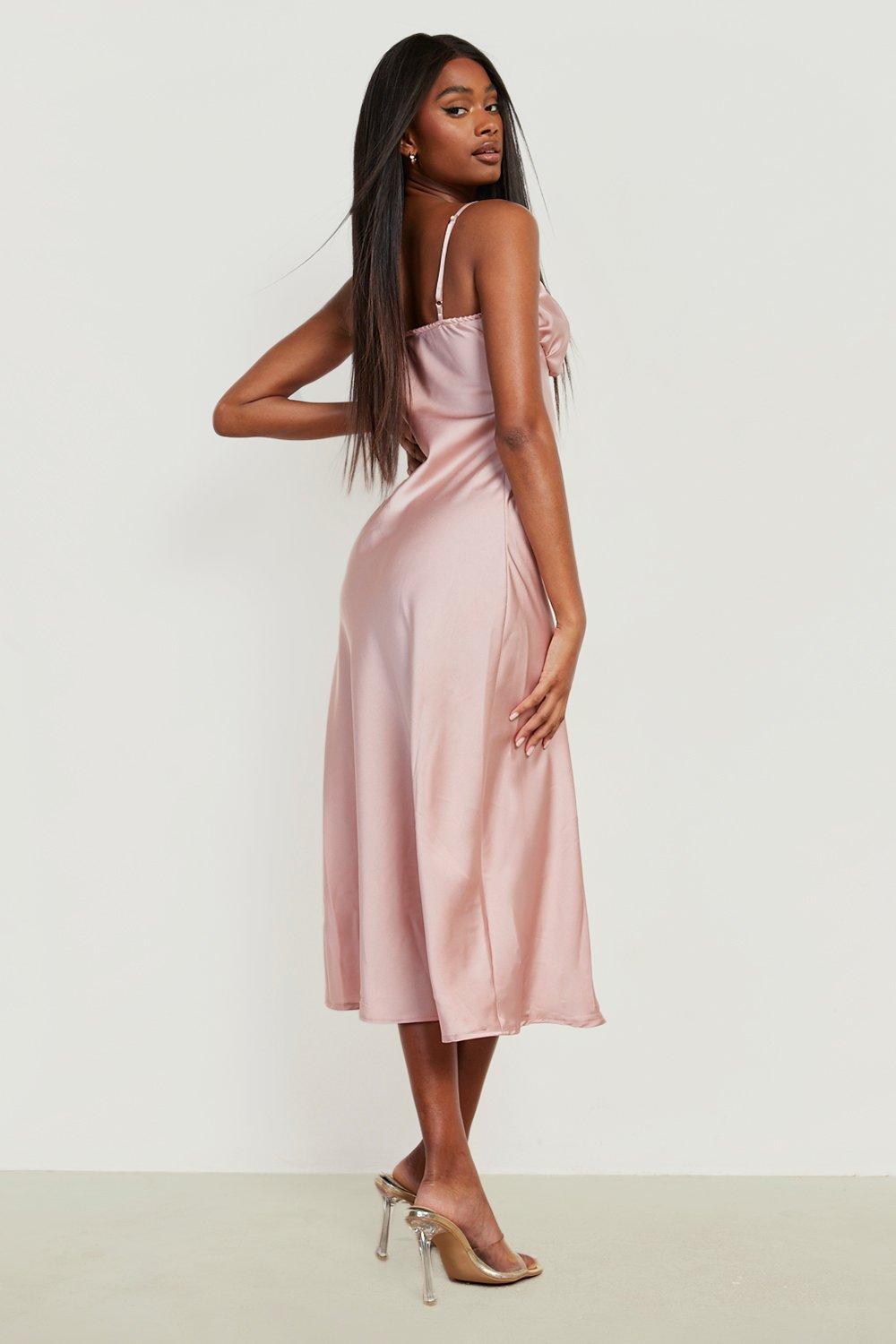 Blush satin 2024 midi dress