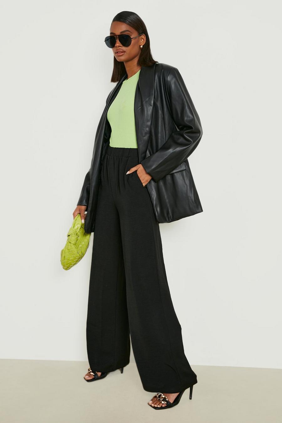Black Essential Woven Wide Leg Track Pants image number 1