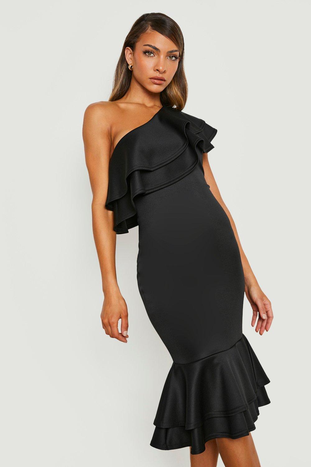 Robe peplum en neoprene a volants boohoo FR