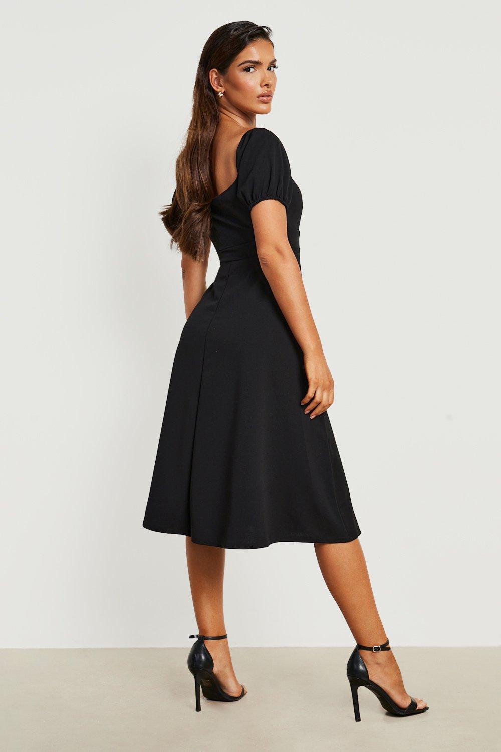 Scuba Off The Shoulder Cut Out Midi Skater Dress