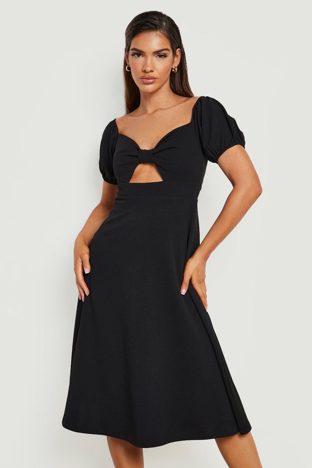 Scuba Off The Shoulder Cut Out Midi Skater Dress