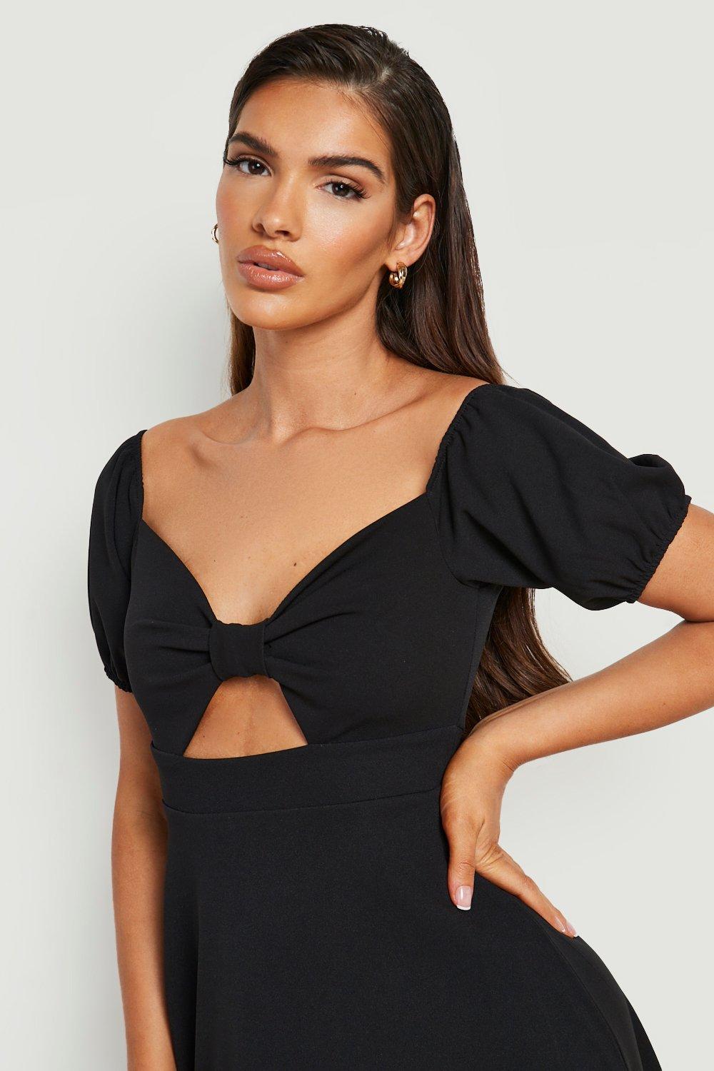 Scuba Off The Shoulder Cut Out Midi Skater Dress