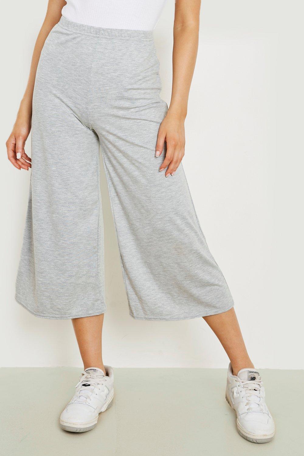 Basics High Waisted Grey Marl Culotte Trousers
