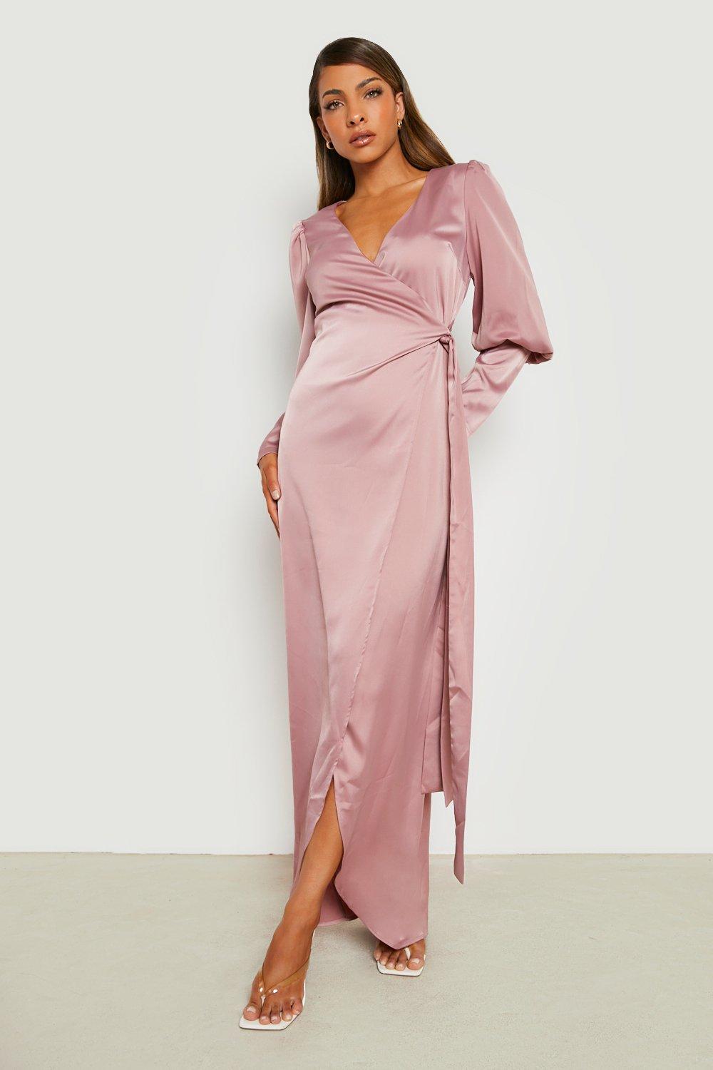 Blush satin 2024 maxi dress