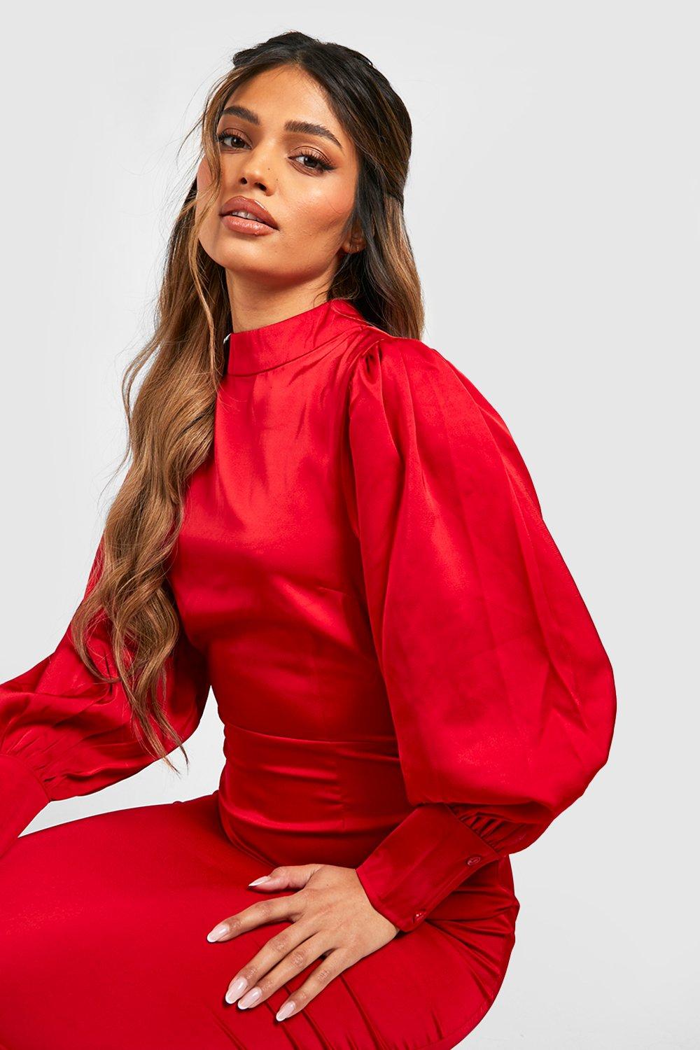 https://media.boohoo.com/i/boohoo/gzz18781_red_xl_3/female-red-satin-high-neck-blouson-sleeve-midi-dress