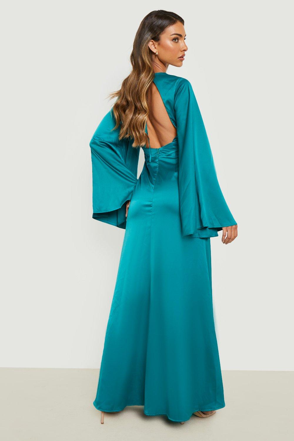 Teal long dress with clearance sleeves