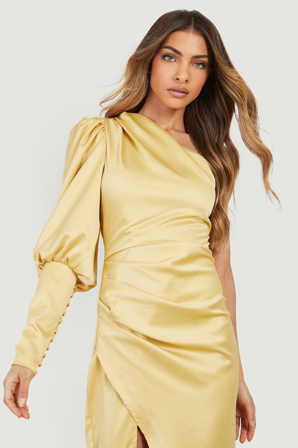 Mustard one outlet shoulder dress