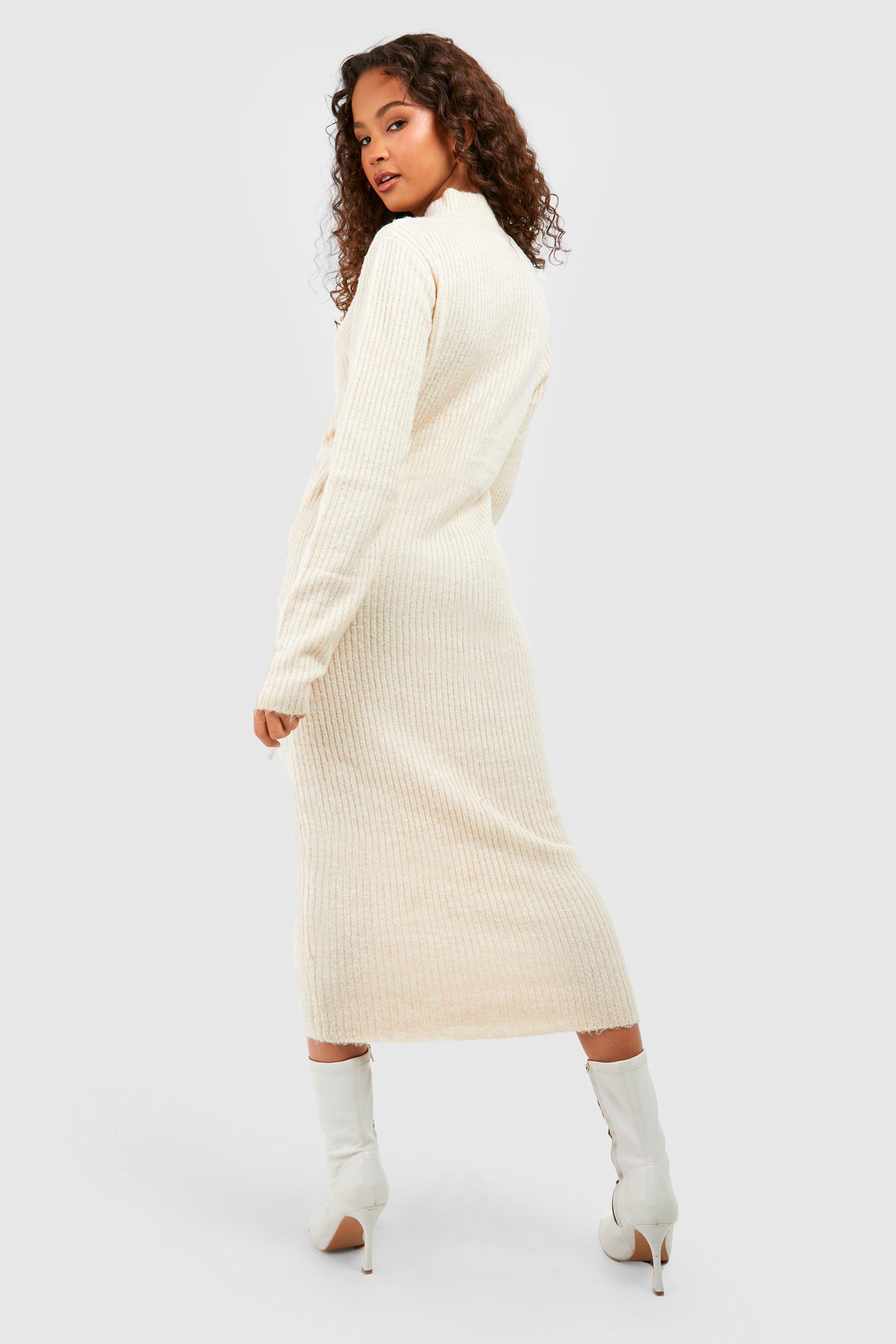 Drawstring Waist Knitted Midi Dress