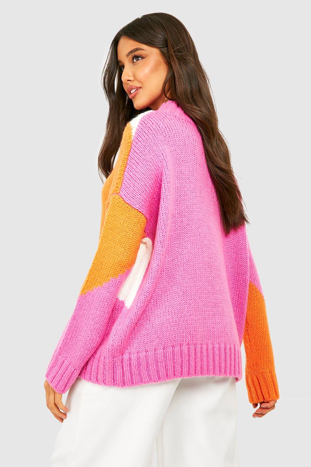 Color Block Crew Neck Knitted Sweater