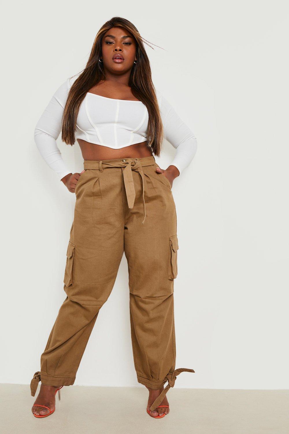 https://media.boohoo.com/i/boohoo/gzz18807_camel_xl_2/female-camel-plus-tie-hem-slim-fit-cargo-pants