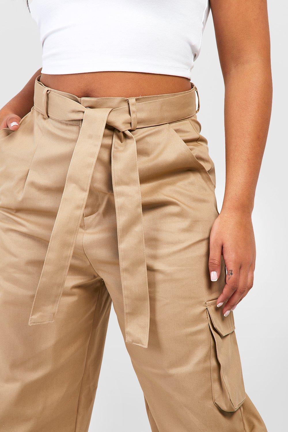 High Waist Ankle Tie Trousers