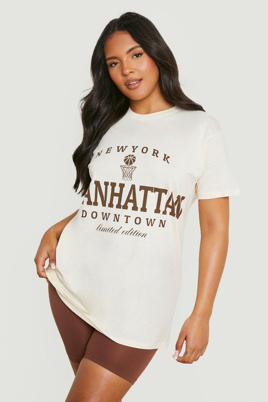 Grande taille - T-shirt oversize à imprimé Manhattan, Chocolate image number 1