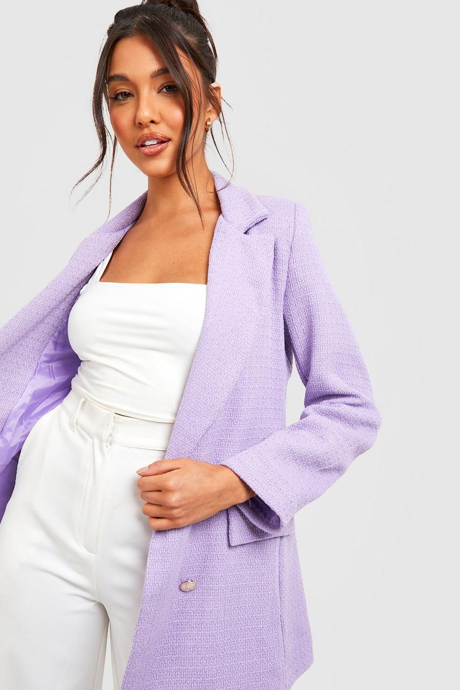 Lilac Premium Boucle Double Breasted Blazer image number 1
