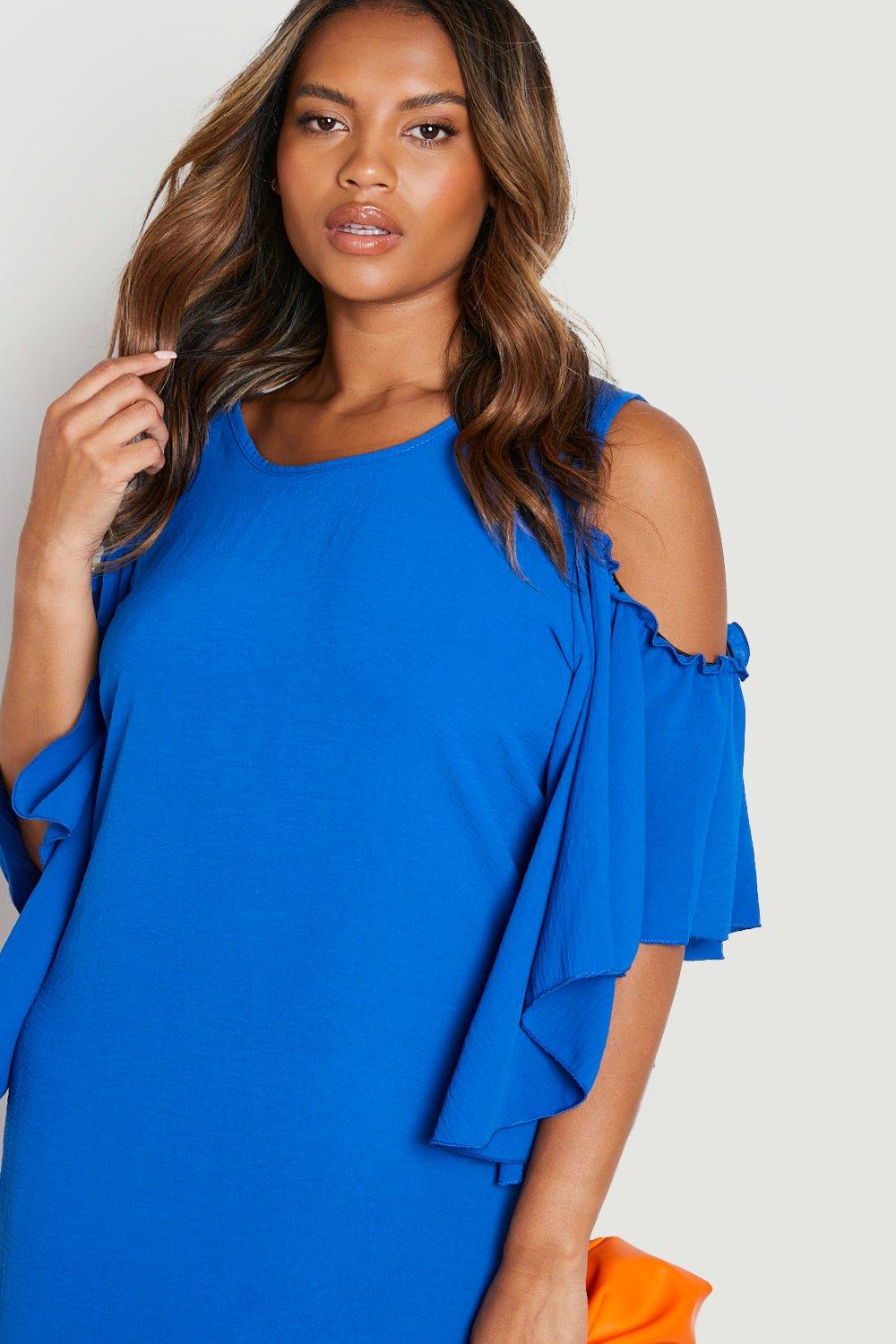 Cobalt blue clearance cold shoulder dress