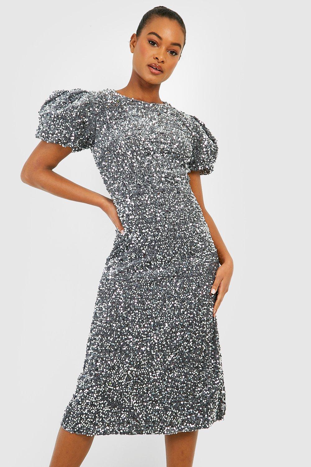 Metallic Thread Belted Shift Dress boohoo UK