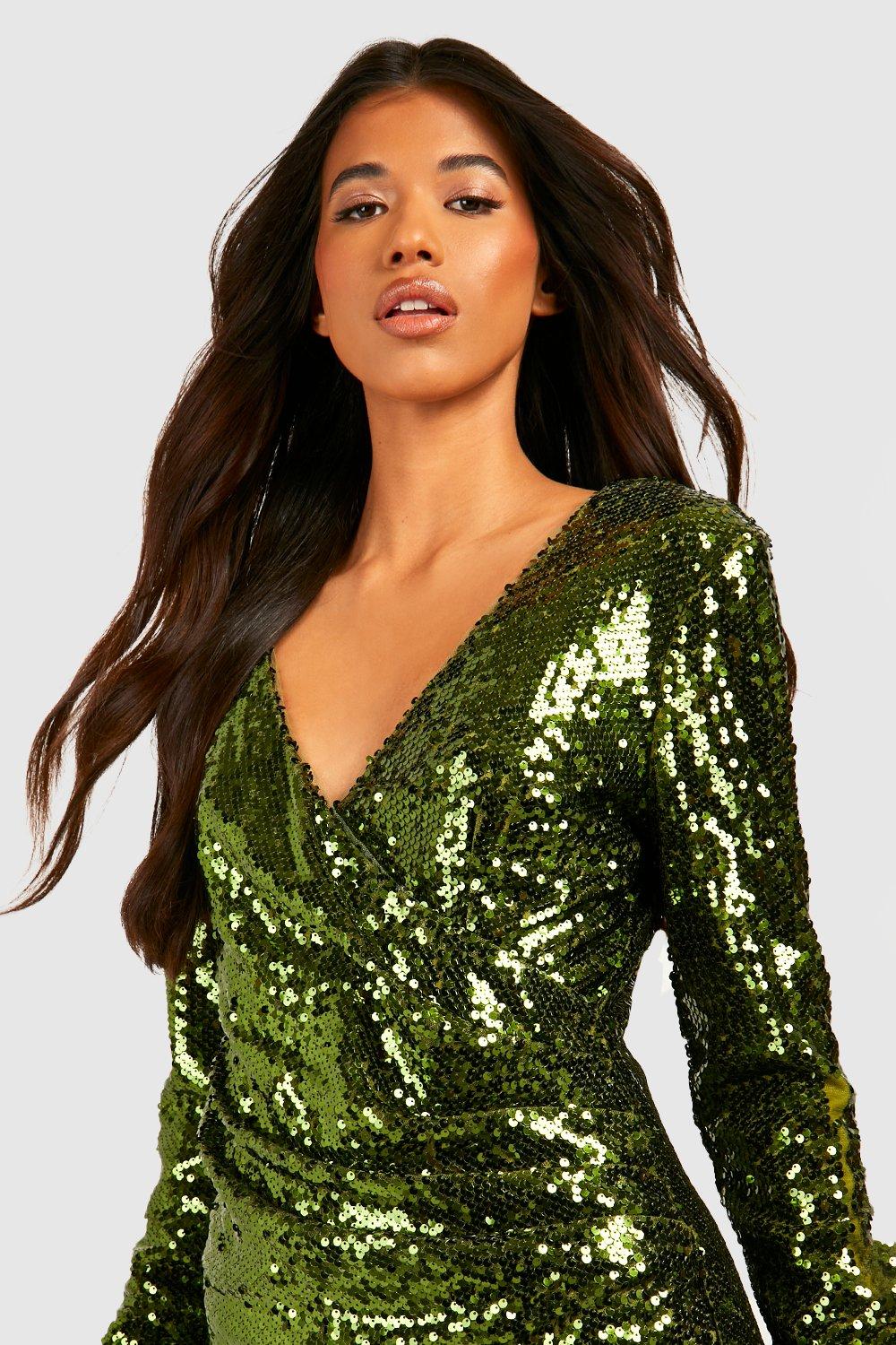 Wrap over cheap sequin dress