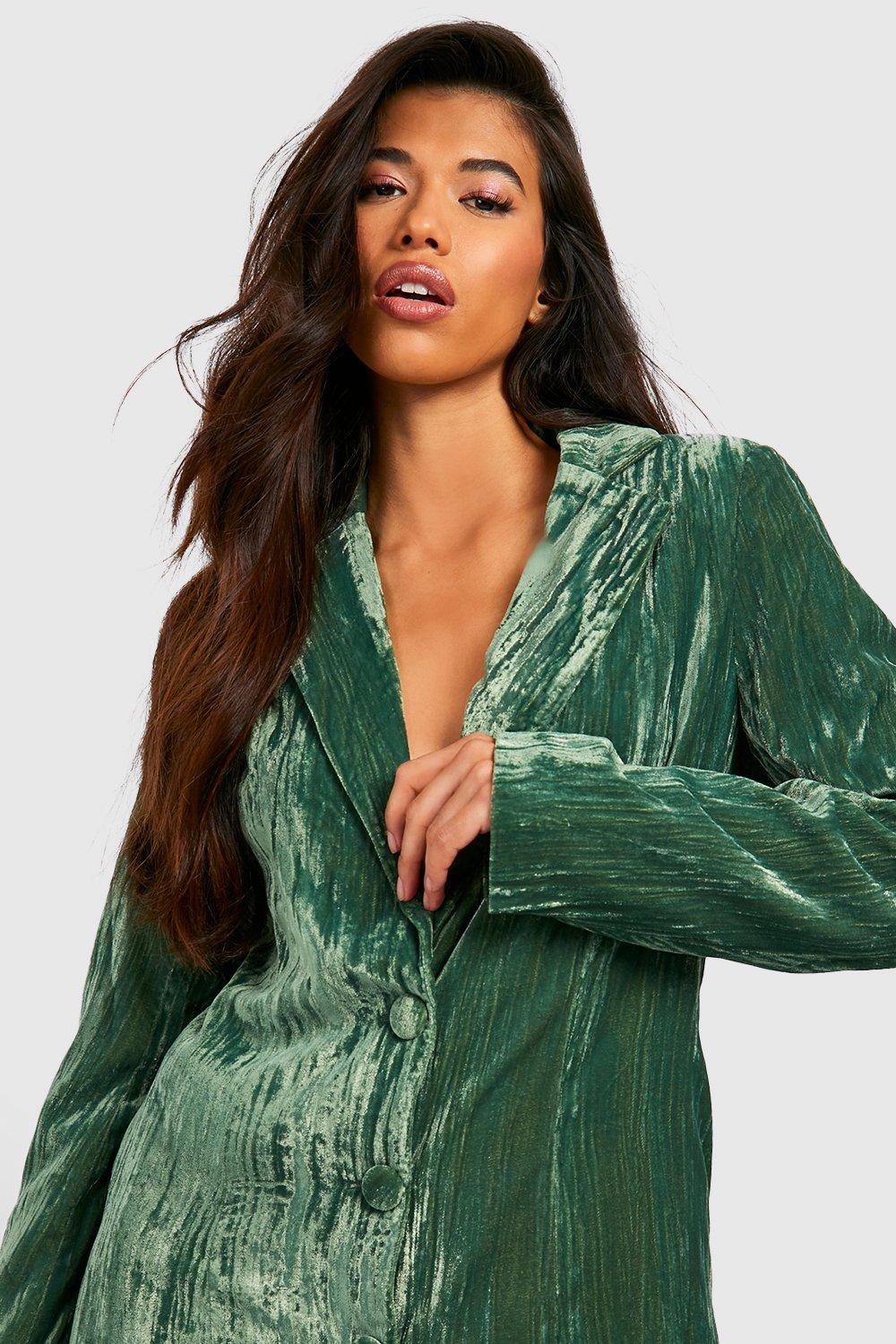 Boohoo green velvet outlet dress