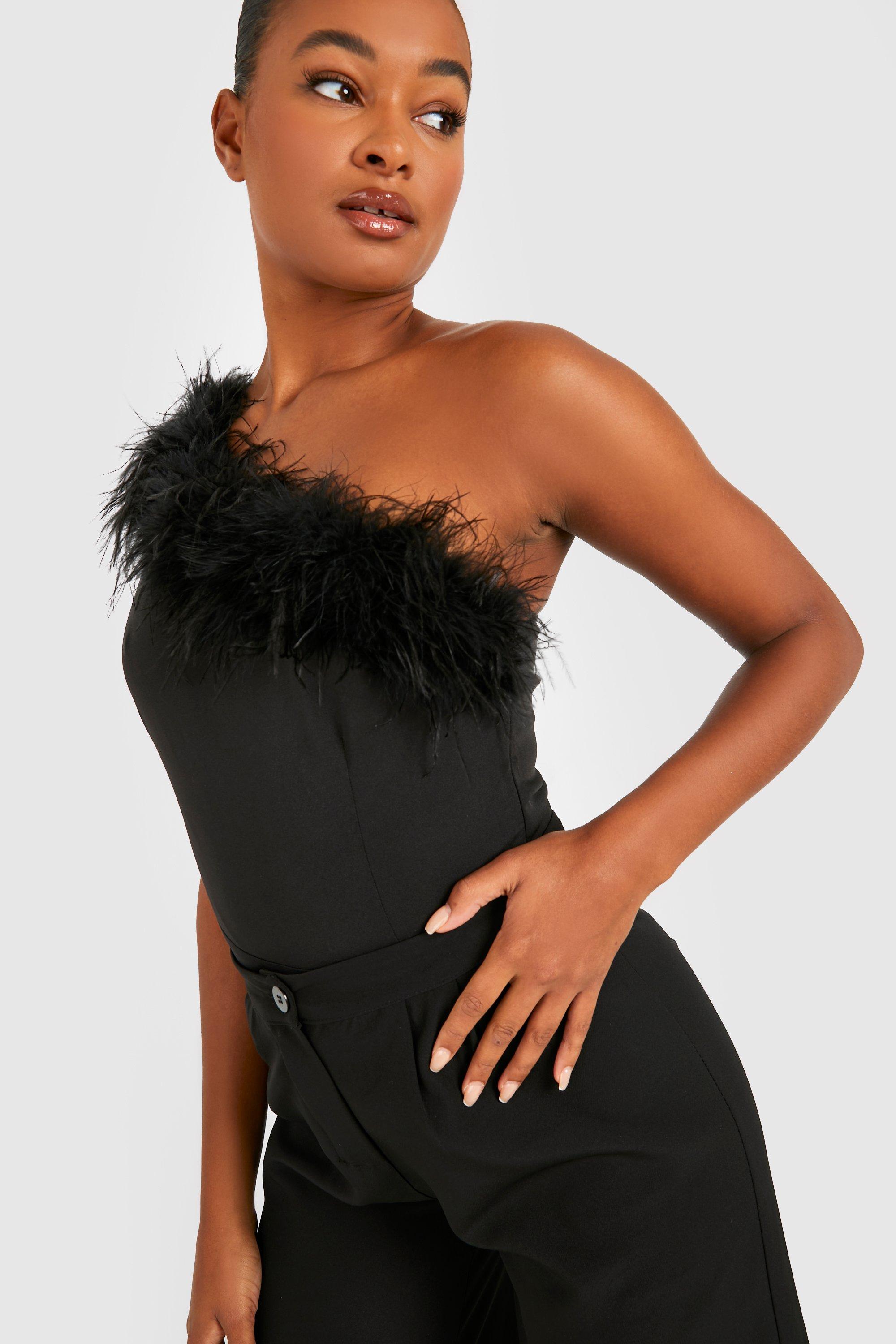 Tall Feather One Shoulder Bodysuit