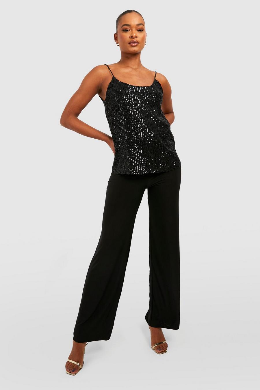 Black Tall Sequin Cami Top image number 1